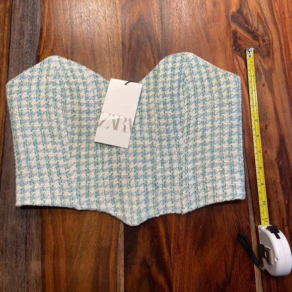 ZARA CHECKERED CORSET CROP TOP - Picture 9 of 10